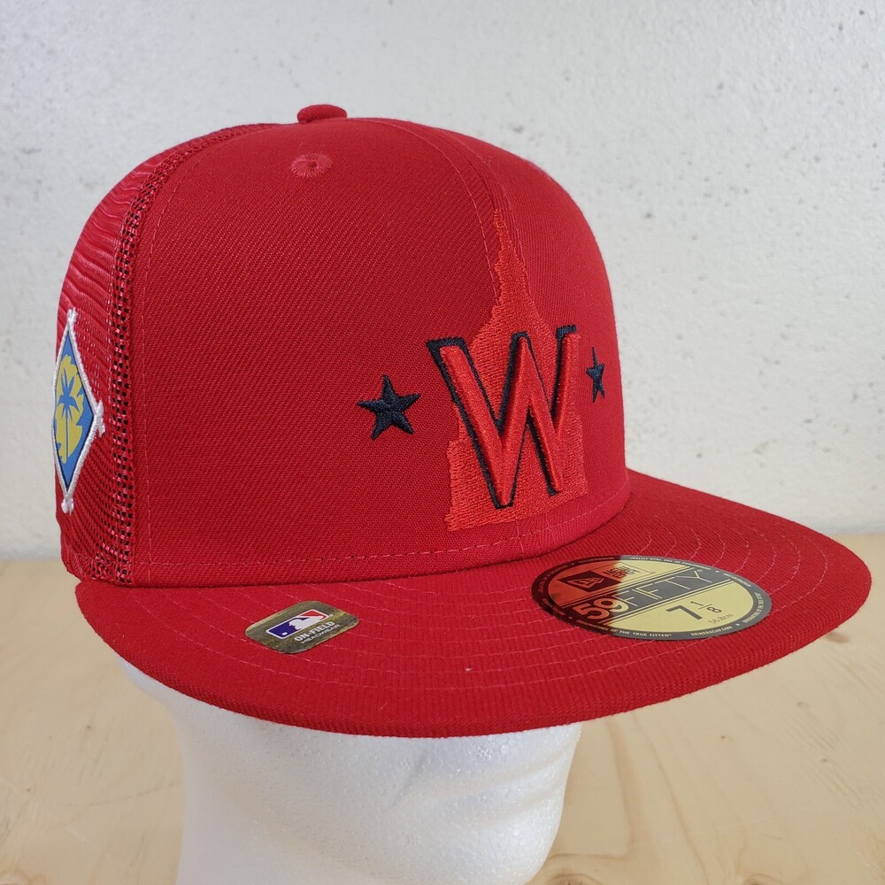 Washington Nationals Hat Red Mesh Back Fitted Cap New Era 59Fifty MLB Baseball